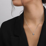 Collar colgante, Plata 925 bañada en rodio, Zirconia cúbica artificial