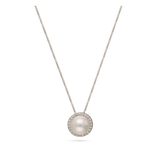 Collar colgante, Plata 925 bañada en rodio, Zirconia cúbica artificial, Perla cultivada