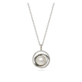 Collar colgante, Plata 925 bañada en rodio, Perla Swarovski artificial
