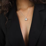 Collar colgante, Plata 925 bañada en rodio, Perla Swarovski artificial