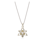 Collar colgante, Plata 925 con oro 9k, Zirconia cúbica artificial