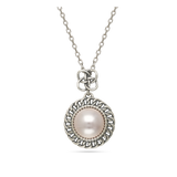 Collar colgante, Plata 925 bañada en rodio, Perla Swarovski artificial