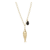Collar colgante, Bañado en oro, Zirconia cúbica artificial, Ónix artificial