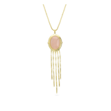 Collar colgante, Bañado en oro, Cuarzo rosa artificial