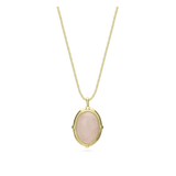 Collar colgante, Bañado en oro, Cuarzo rosa artificial