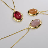Collar colgante, Bañado en oro, Cuarzo rosa artificial