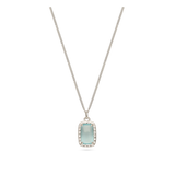 Collar colgante, Plata 925 bañada en rodio, Zirconia cúbica artificial, Vidrio de plomo