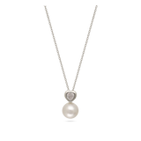 Collar colgante, Acero inoxidable, Zirconia cúbica artificial, Perla sintética