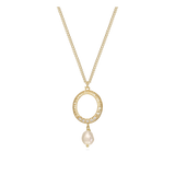 Collar colgante, Bañado en oro, Zirconia cúbica artificial, Perla cultivada