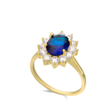 Anillo Delicado, Bañado en oro, Zirconia cúbica artificial