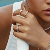 Anillo Delicado, Plata 925 bañada en rodio, Zirconia cúbica artificial