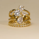 Anillo Delicado, Bañado en oro, Zirconia cúbica artificial