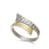 Anillo Delicado, Plata de Ley 925, Plata 925 con oro 9k, Sin piedra