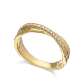 Anillo Delicado, Bañado en oro, Zirconia cúbica artificial