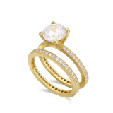 Anillo Delicado, Bañado en oro, Zirconia cúbica artificial