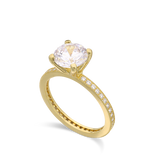 Anillo Delicado, Bañado en oro, Zirconia cúbica artificial