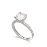 Anillo Delicado, Plata 925 bañada en rodio, Zirconia cúbica artificial