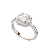 Anillo Delicado, Plata 925 bañada en rodio, Zirconia cúbica artificial