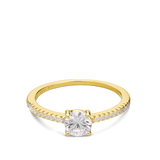 Anillo Delicado, Bañado en oro, Zirconia cúbica artificial