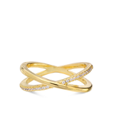 Anillo Delicado, Bañado en oro, Zirconia cúbica artificial