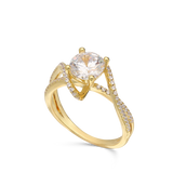 Anillo Delicado, Bañado en oro, Zirconia cúbica artificial