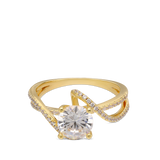Anillo Delicado, Bañado en oro, Zirconia cúbica artificial