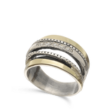 Anillo de Declaración, Plata de Ley 925, Plata 925 con oro 9k, Zirconia cúbica artificial