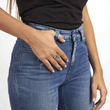 Anillo de Declaración, Plata de Ley 925, Plata 925 con oro 9k, Zirconia cúbica artificial