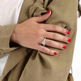 Anillo Delicado, Plata 925 bañada en rodio, Zirconia cúbica artificial
