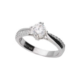 Anillo Delicado, Plata 925 bañada en rodio, Zirconia cúbica artificial