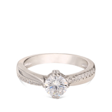 Anillo Delicado, Plata 925 bañada en rodio, Zirconia cúbica artificial