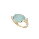 Anillo de Declaración, Bañado en oro, Zirconia cúbica artificial, Calcedonia artificial