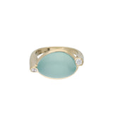 Anillo de Declaración, Bañado en oro, Zirconia cúbica artificial, Calcedonia artificial