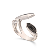 Anillo de Declaración, Plata 925 bañada en rodio, Zirconia cúbica artificial