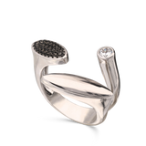 Anillo de Declaración, Plata 925 bañada en rodio, Zirconia cúbica artificial