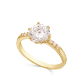 Anillo Delicado, Bañado en oro, Zirconia cúbica artificial