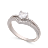 Anillo Delicado, Plata 925 bañada en rodio, Zirconia cúbica artificial