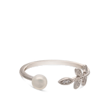 Anillo Delicado, Plata 925 bañada en rodio, Zirconia cúbica artificial, Perla cultivada