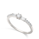 Anillo Delicado, Plata 925 bañada en rodio, Zirconia cúbica artificial