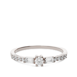 Anillo Delicado, Plata 925 bañada en rodio, Zirconia cúbica artificial