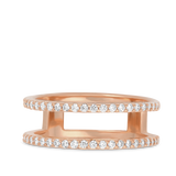 Anillo Delicado, Bañado en oro rosa, Zirconia cúbica artificial