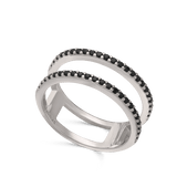 Anillo Delicado, Plata 925 bañada en rodio, Zirconia cúbica artificial
