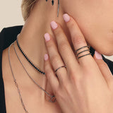 Anillo Delicado, Plata 925 bañada en rodio, Zirconia cúbica artificial