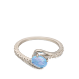 Anillo Delicado, Plata 925 bañada en rodio, Zirconia cúbica artificial, Ópalo artificial