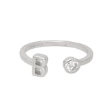 Anillo Delicado, Plata 925 bañada en rodio, Zirconia cúbica artificial