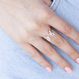 Anillo Delicado, Plata 925 bañada en rodio, Zirconia cúbica artificial