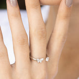 Anillo Delicado, Plata 925 bañada en rodio, Zirconia cúbica artificial