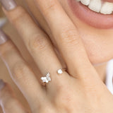 Anillo Delicado, Plata 925 bañada en rodio, Zirconia cúbica artificial
