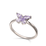 Anillo Delicado, Plata 925 bañada en rodio, Zirconia cúbica artificial