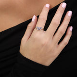 Anillo Delicado, Plata 925 bañada en rodio, Zirconia cúbica artificial